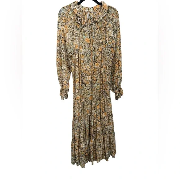 Free People Feeling Groovy Maxi Dress in a black/yellow floral print XS